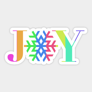 JOY - Bright Stripe Snowflake - on White Sticker